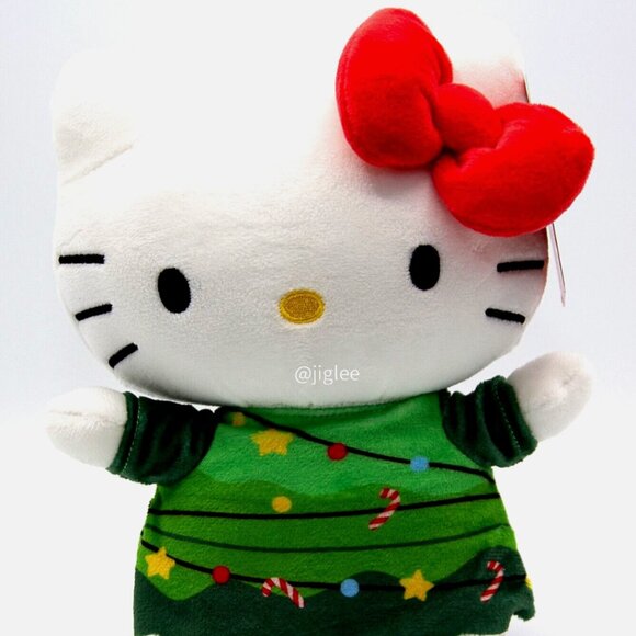 8" Hello Kitty in Christmas Tree Outfit Sanrio Holiday Plush Toy BNWT - Picture 1 of 5